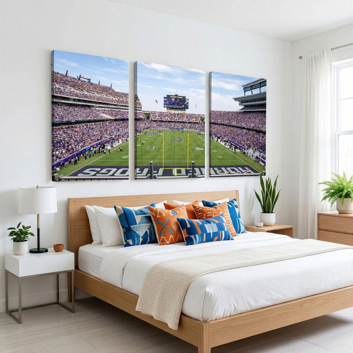 27650-MGV-CV-36X24 - TCU Horned Frogs Football Team Print, Fort Worth Amon G. Carter Stadium, Framed and Ready to Hang