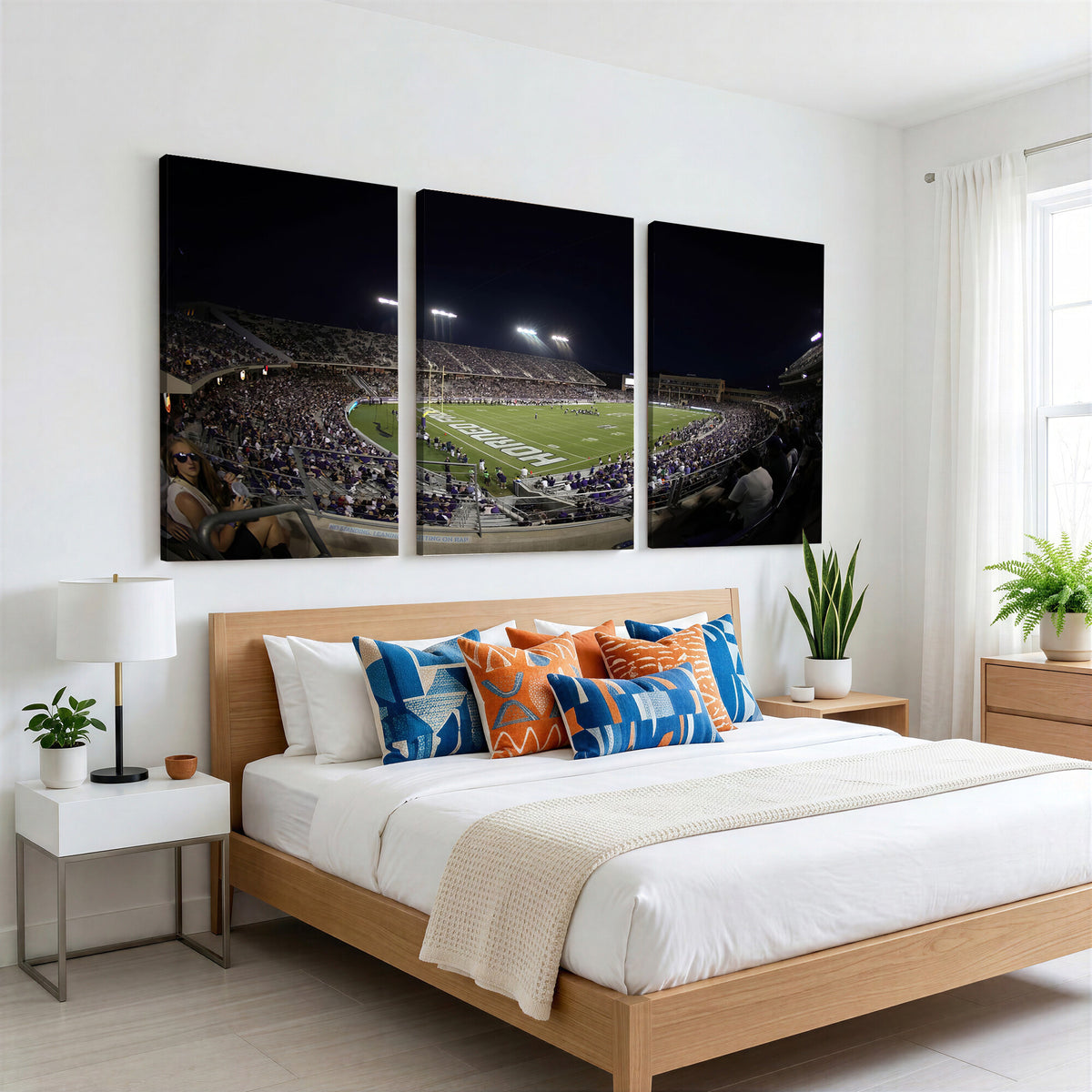 59222-MGV-CV-36X24 - TCU Horned Frogs Football Team Print, Fort Worth Amon G. Carter Stadium
