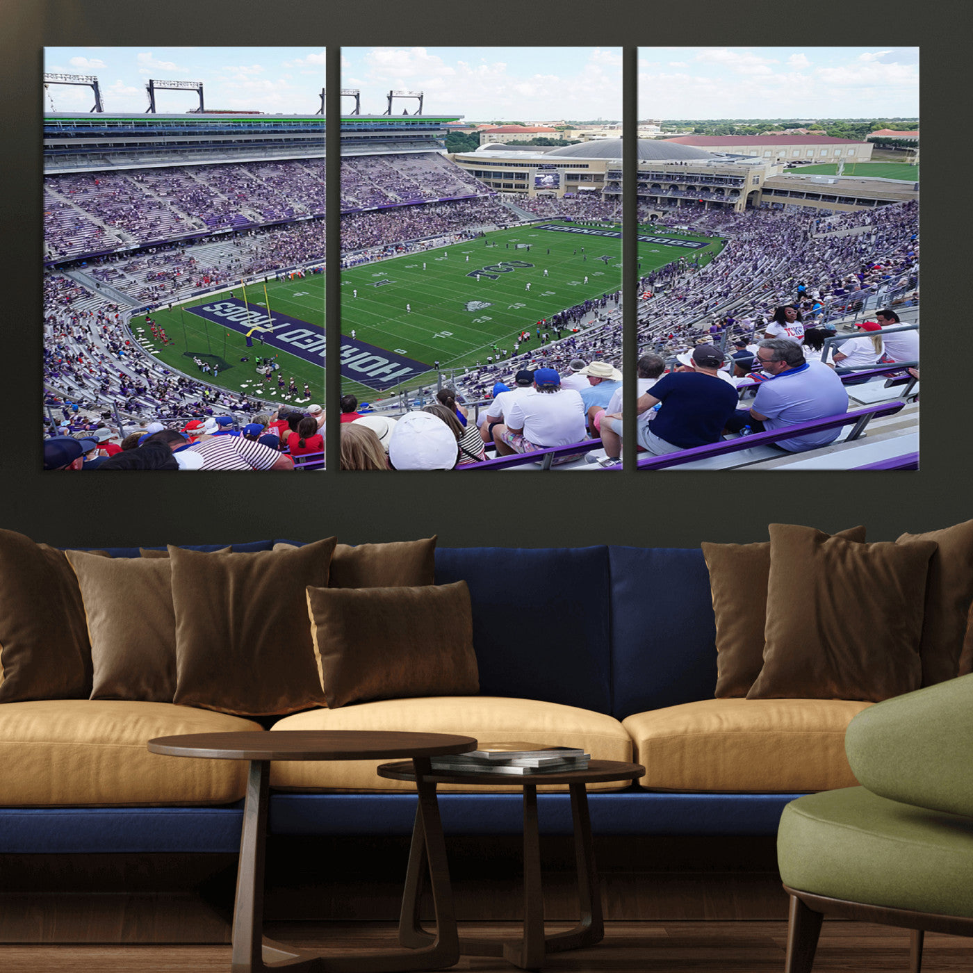 MGV-CV-60X30-3P - The Texas Christian University TCU Horned Frogs Football Team Print - Fort Worth Amon G. Carter