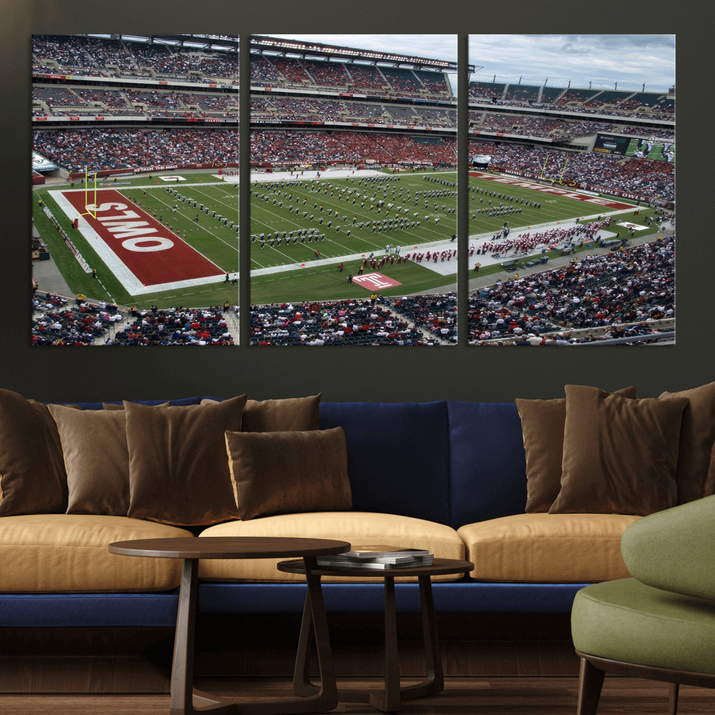 MGV-CV-60X30-3P - The Temple University Owls Athletics Team Print - Philadelphia Lincoln Financial Field Stadium Wall
