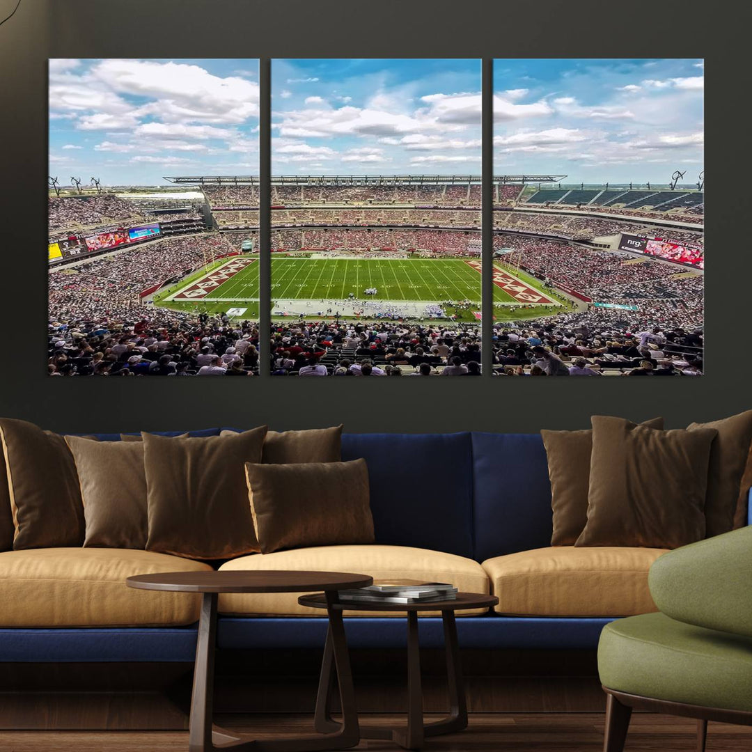 The Temple University Owls Athletics canvas print of a game at Lincoln Financial Field.