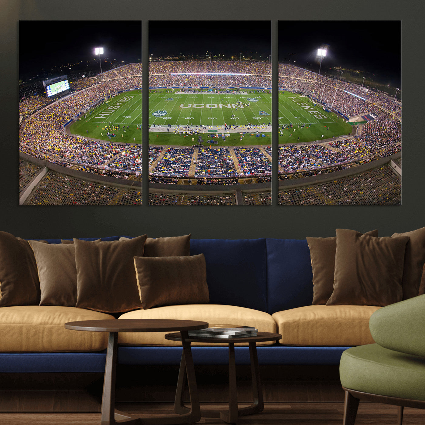 MGV-CV-60X30-3P - The University of Connecticut UCONN Huskies Football Team Print - East Hartford Pratt & Whitney