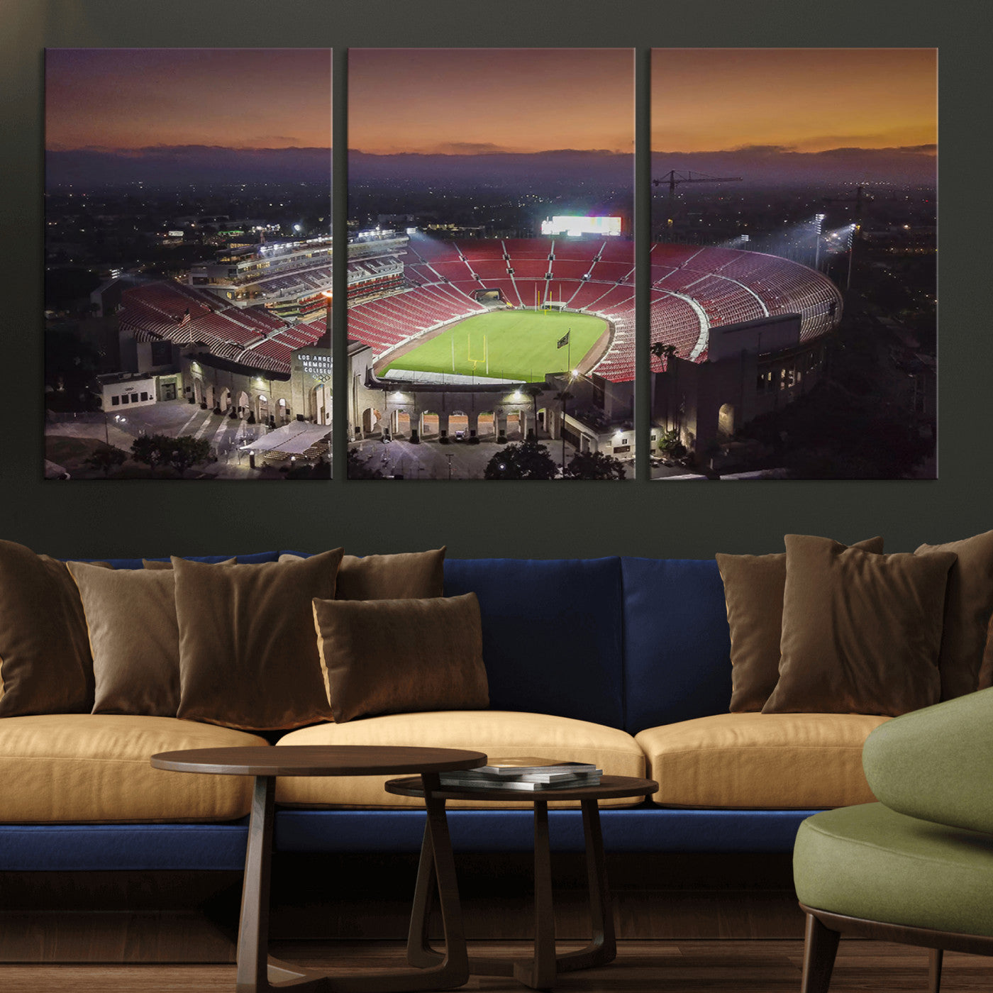 MGV-CV-60X30-3P - The University of Southern California USC Trojans Football Team Print - Los Angeles Memorial