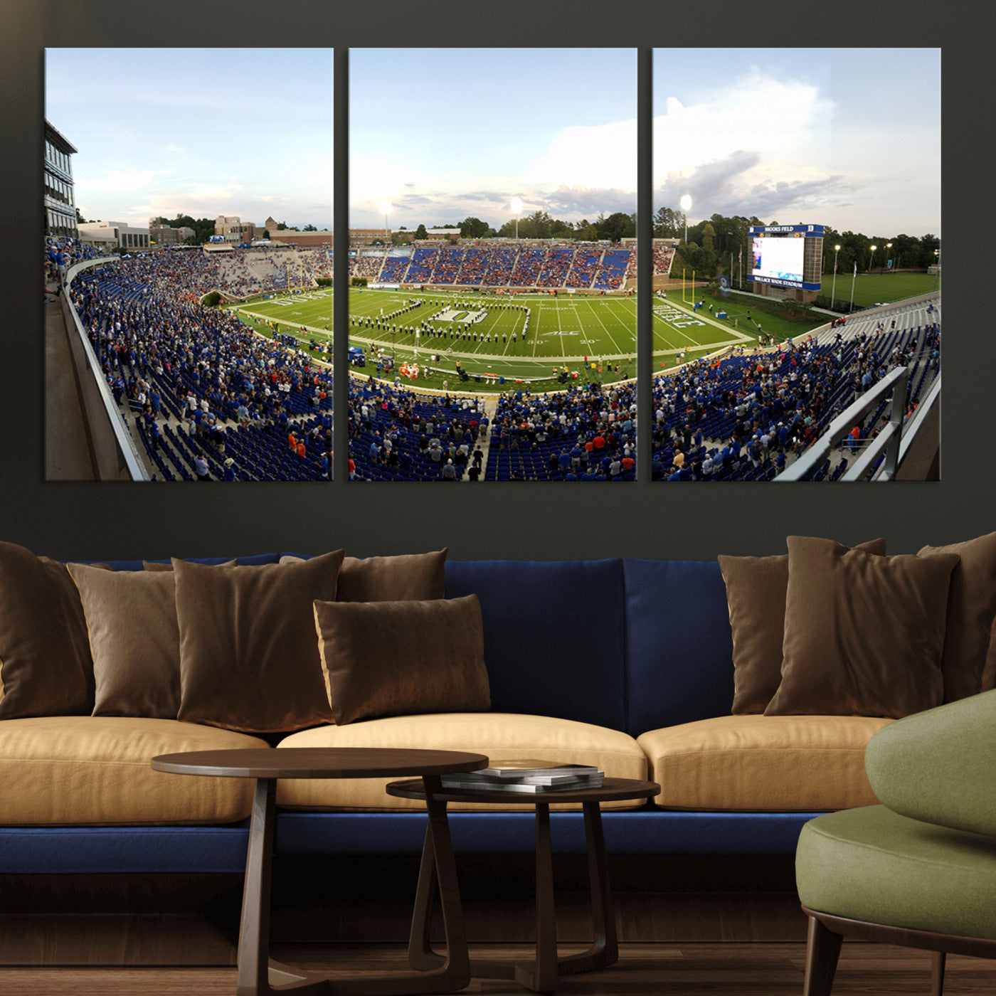 MGV-CV-60X30-3P - The Duke University Blue Devils Football Team Print - Durham Wallace Wade Stadium Wall Art Canvas