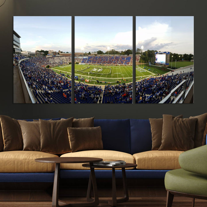 Wallace Wade Stadium print featuring a green field and sky.