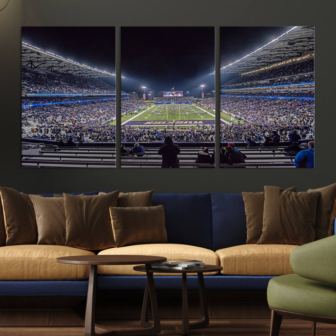 The University of Washington Huskies Football Team Print - Seattle Husky Stadium Wall Art Canvas Print