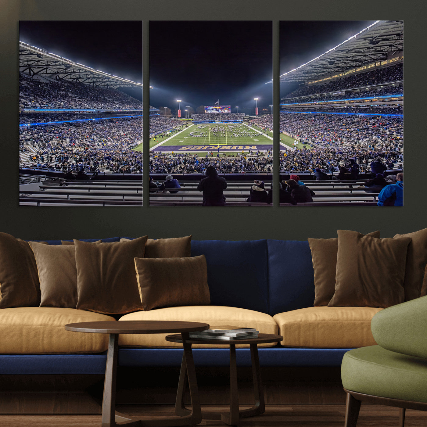 MGV-CV-60X30-3P - The University of Washington Huskies Football Team Print - Seattle Husky Stadium Wall Art Canvas
