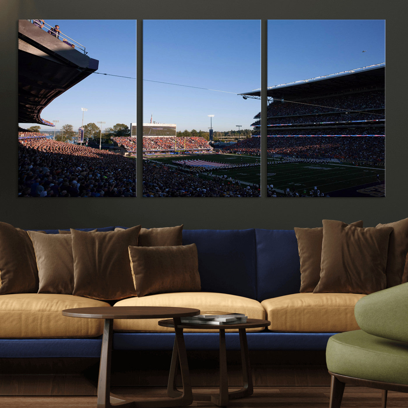 MGV-CV-60X30-3P - The University of Washington Huskies Football Team Print - Seattle Husky Stadium Wall Art Canvas