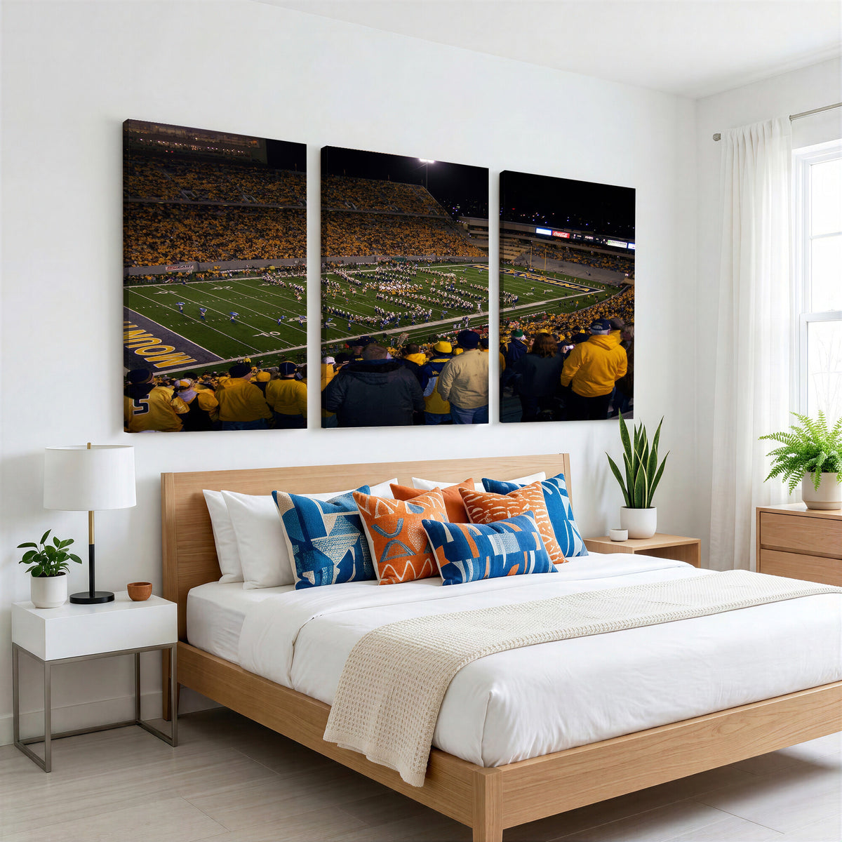 58154-MGV-CV-36X24 - West Virginia University Mountaineers Football Team Print, Milan Puskar Stadium, Morgantown