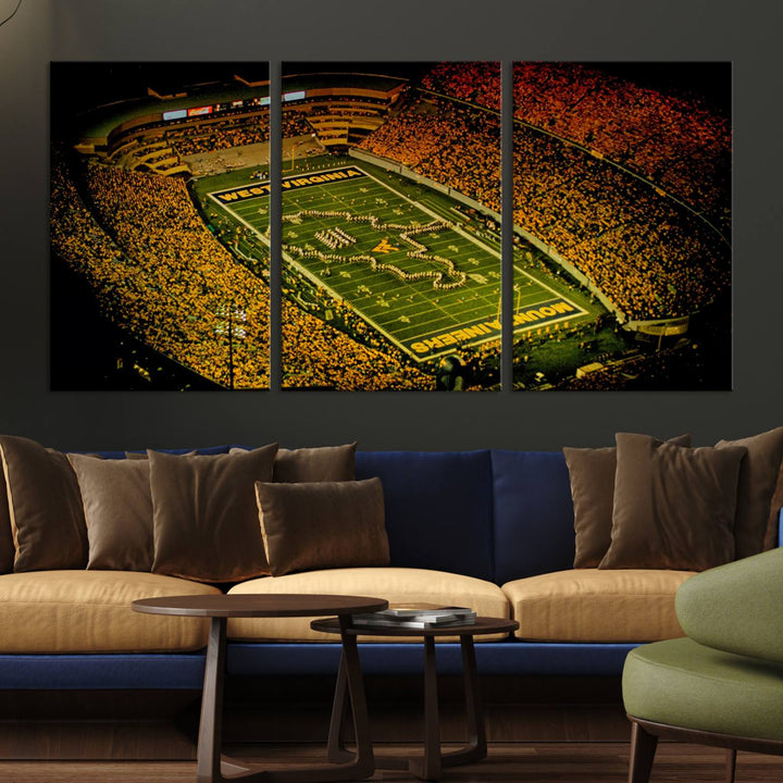 West Virginia University Mountaineers Football Team Print - Milan Puskar Stadium Canvas Print Wall Art, Morgantown City Print