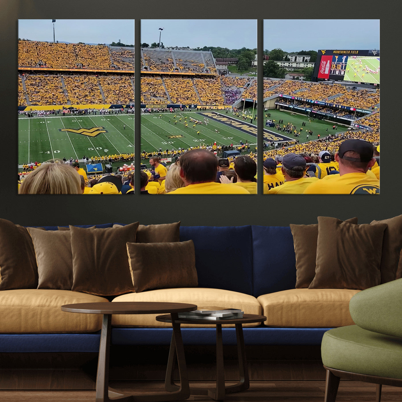 MGV-CV-60X30-3P - Puskar Stadium Canvas Print Wall Art - Morgantown Print - West Virginia University Mountaineers