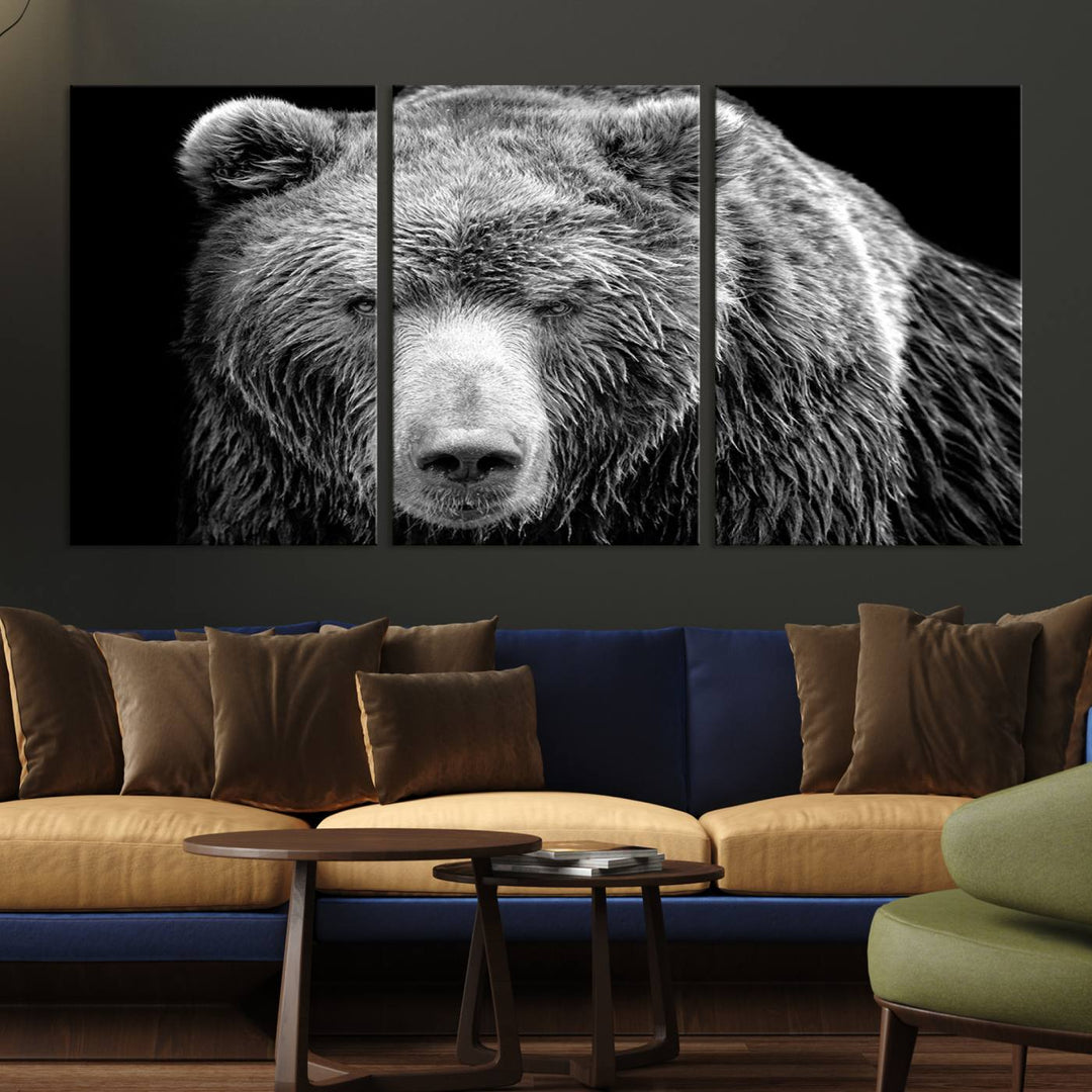 Grizzly Bear Canvas Print | Ready to Hang Wall Art | Rustic Farmhouse & Cabin Decor | Wildlife Artwork