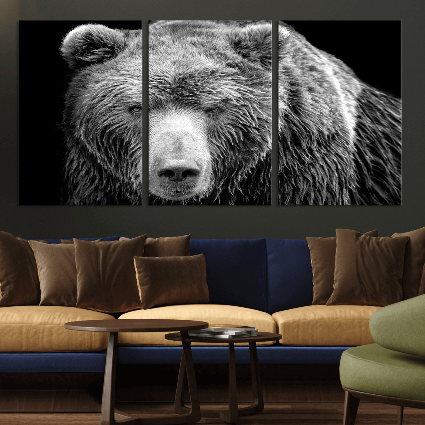 MGV-CV-60X30-3P - 399 Grizzly Bear Canvas Print | Ready to Hang Wall Art | Rustic Farmhouse & Cabin Decor | Wildlife