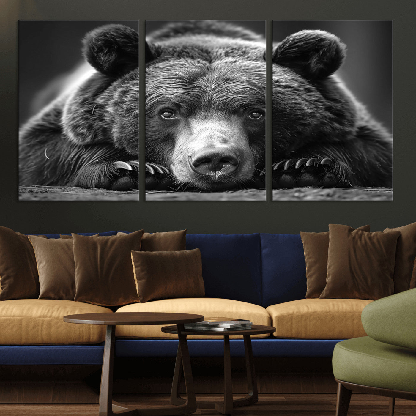 MGV-CV-60X30-3P - Resting Grizzly 399 Bear Canvas Print | Ready to Hang Wall Art | Rustic Cabin & Farmhouse Decor |