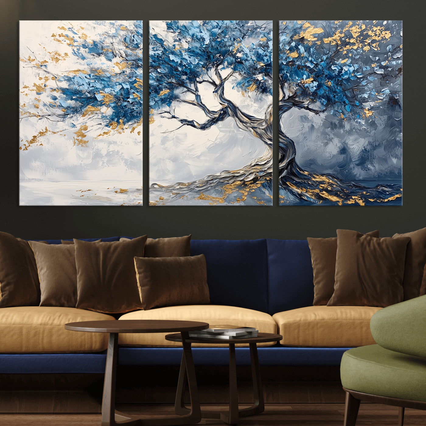 MGV-CV-60X30-3P - Abstract Tree Painting Canvas Wall Art | Tree of Life Painting Wall Art Canvas Print