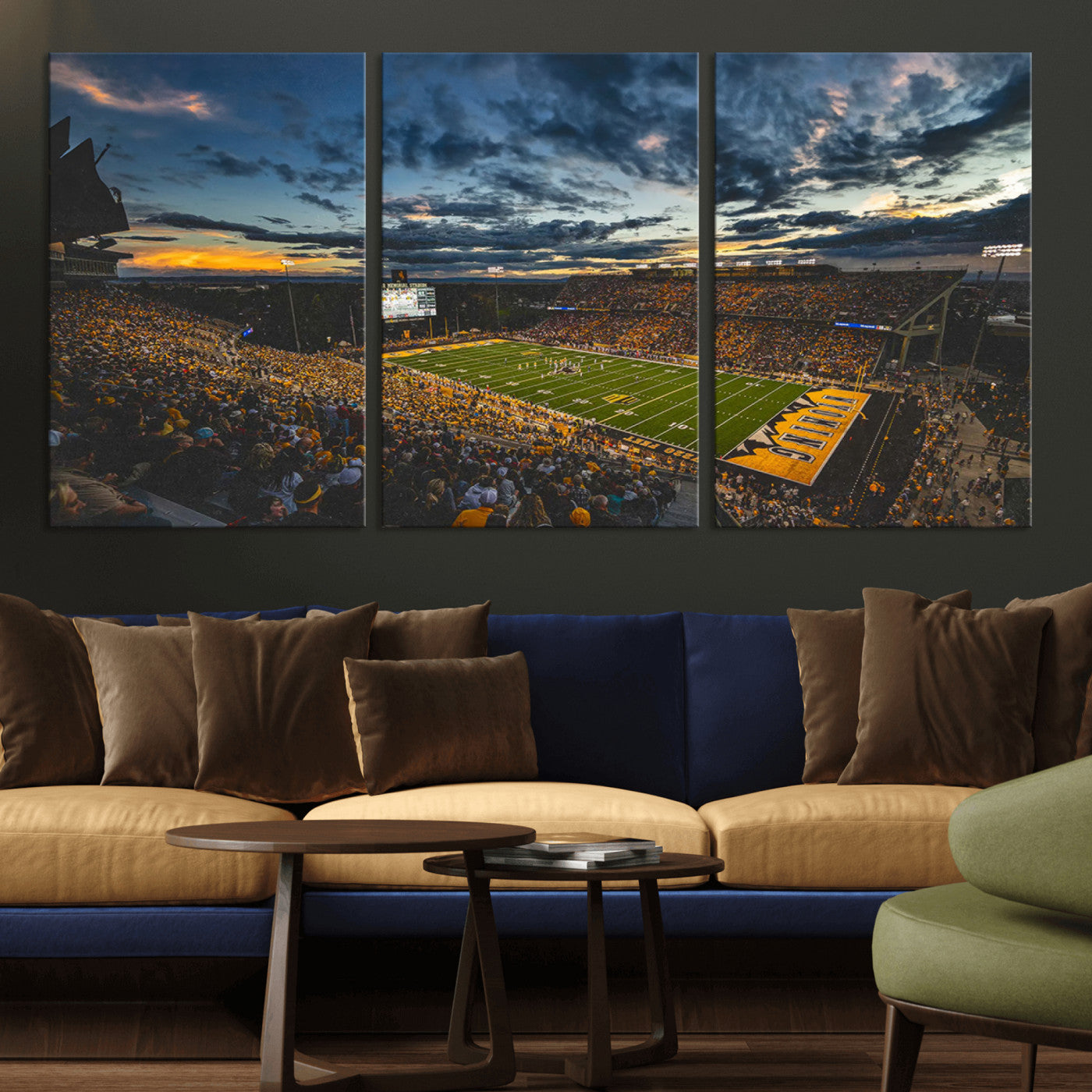 MGV-CV-60X30-3P - University of Wyoming Cowboys Football Team Print - Laramie War Memorial Stadium Wall Art Canvas