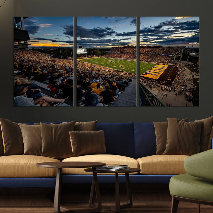 Cowboy Football War Memorial Stadium Wall Art | Ready to Hang Canvas Print of College Football Stadium at Sunset | Perfect for Sports Fans and Football Enthusiasts