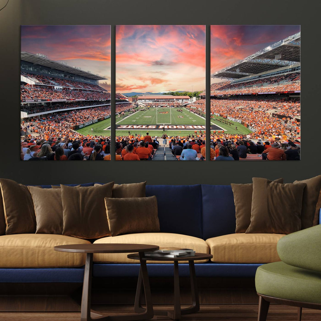 Oregon State Beavers Football Team Print - Corvallis Reser Stadium Wall Art Canvas Print