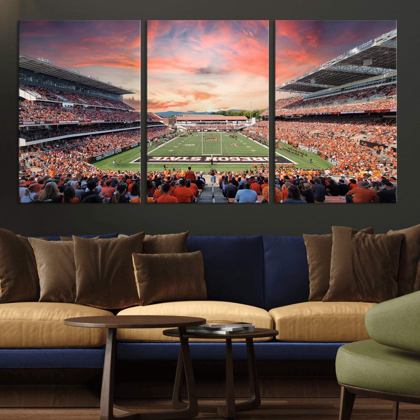 MGV-CV-60X30-3P - Oregon State Beavers Football Team Print - Corvallis Reser Stadium Wall Art Canvas Print