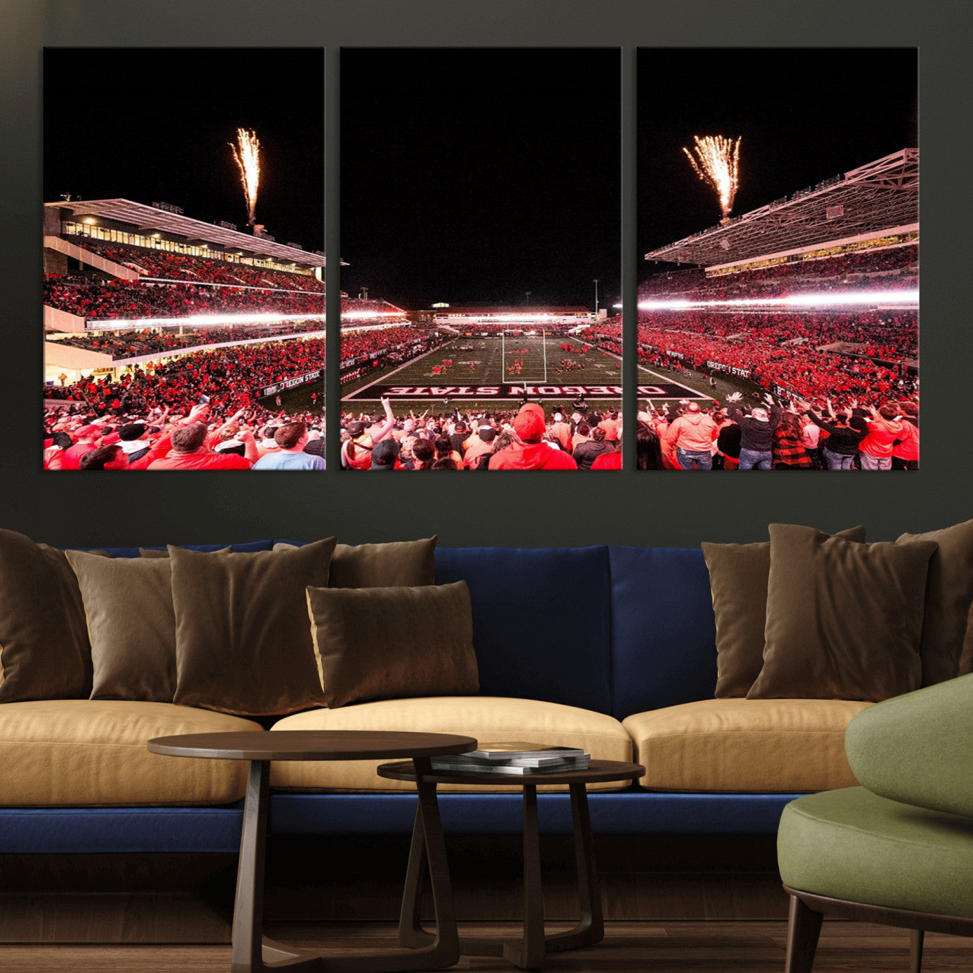 MGV-CV-60X30-3P - Oregon State Beavers Football Team Print - Corvallis Reser Stadium Wall Art Canvas Print