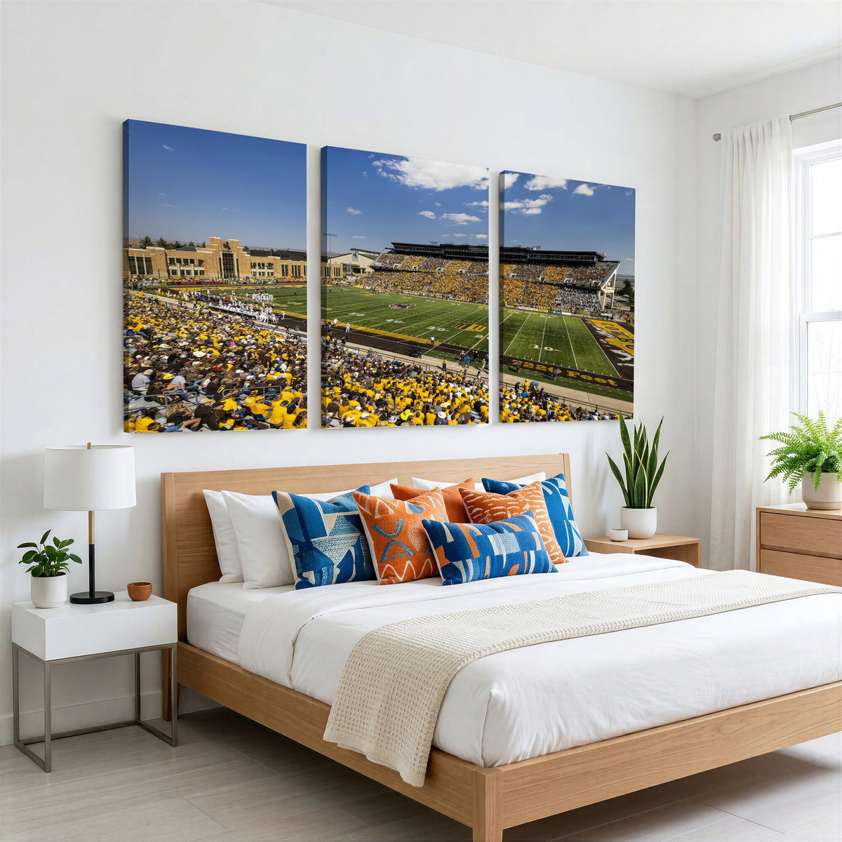 75112-MGV-CV-36X24 - University of Wyoming Cowboys Football Team Print, Laramie, Home Bar Wall Decor