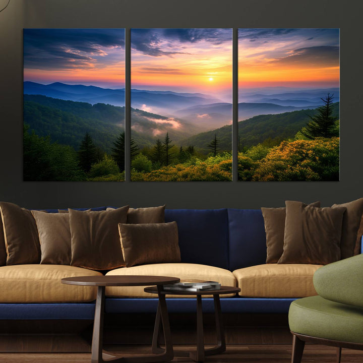 Majestic Mountain Sunrise Landscape Wall Art | Canvas Print Ready to Hang | Perfect for Farmhouse Wall Decor, Cabin Wall Art, Nature Lover’s Retreat