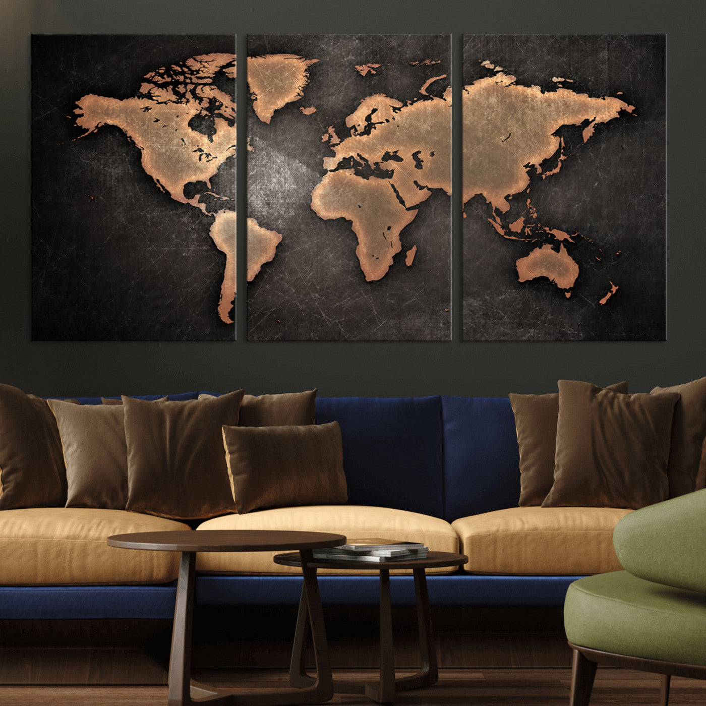 MGV-CV-60X30-3P - Push Pin World Map Canvas Print – Framed Wall Art for Couples to Track Their Travels – Anniversary