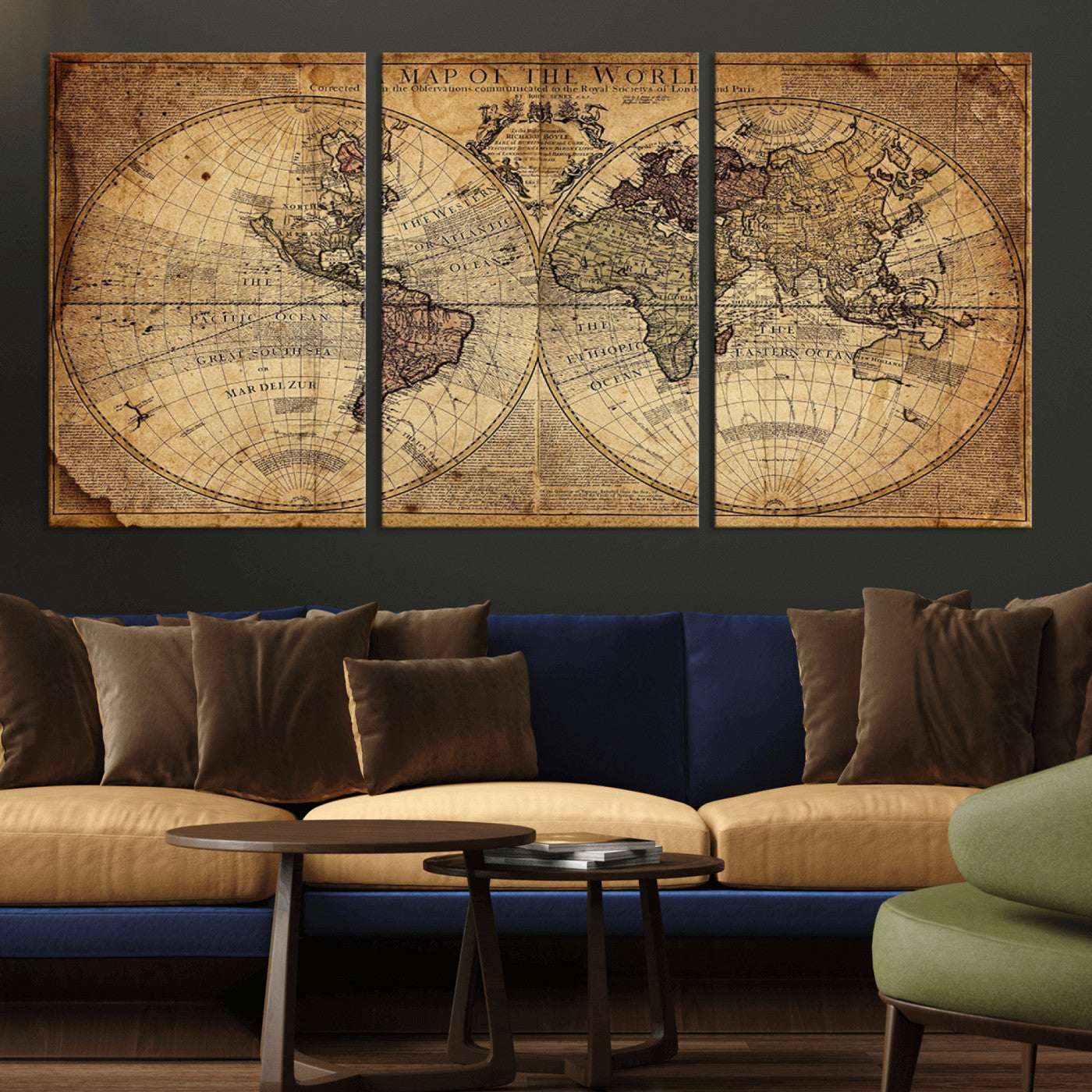MGV-CV-60X30-3P - Push Pin World Map Canvas Print – Framed Wall Art for Couples to Track Their Travels – Anniversary