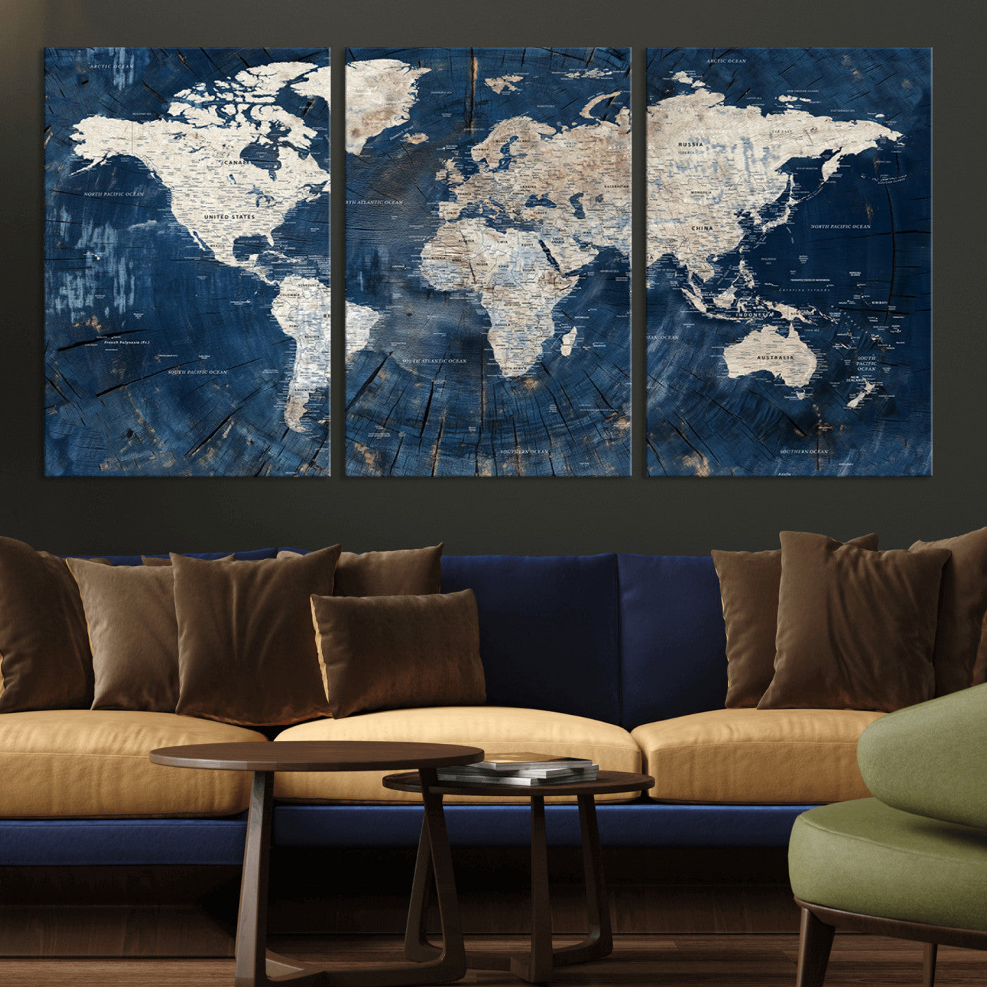MGV-CV-60X30-3P - Push Pin World Map Canvas Print – Framed Wall Art for Couples to Track Their Travels – Anniversary