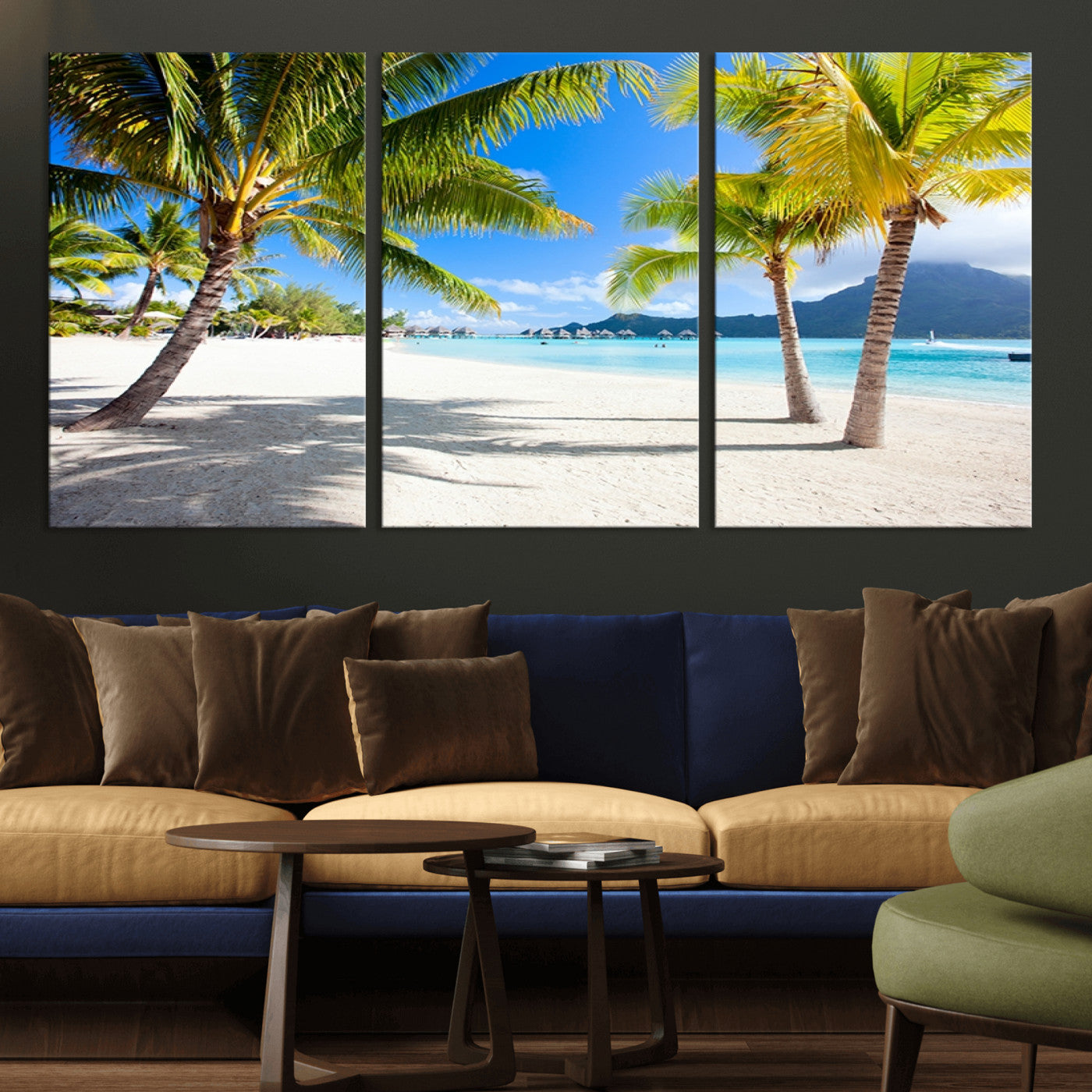 MGV-CV-60X30-3P - Blue Beach and Sea Wall Art Canvas Print