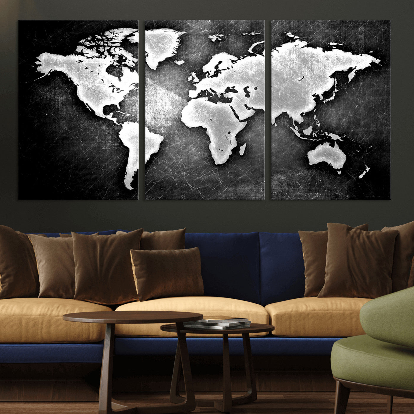 MGV-CV-60X30-3P - World Map Wall Art Canvas Print – Framed Wall Art for Anniversary Gift or Home Adventure Decor
