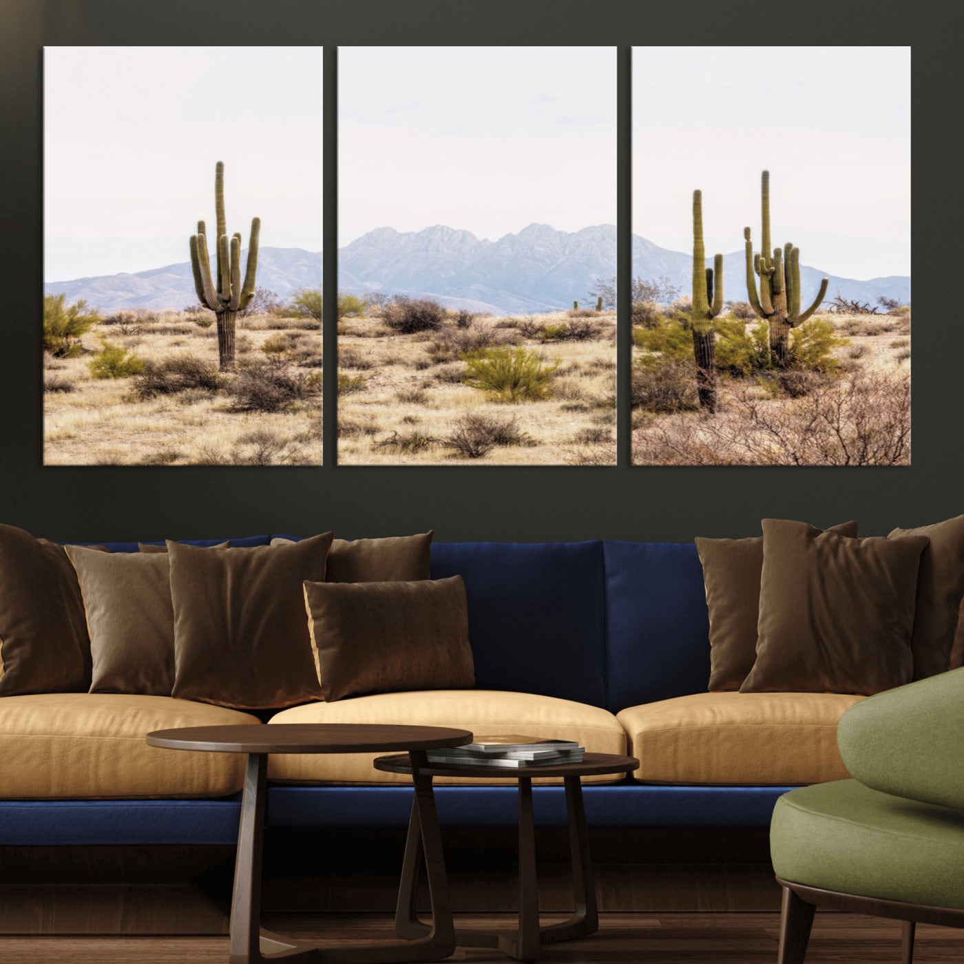 97436-MGV-CV-36X24-Arizona Desert Wall Art Print | Arizona Desert Canvas Print with Saguaro Cacti | Southwestern Landscape Wall Art | Framed Farmhouse Decor