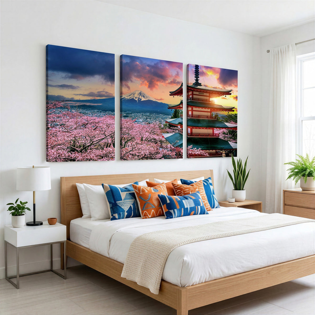 95987-MGV-CV-24X16 - Cherry Blossoms Canvas Print, Chureito Pagoda and Mount Fuji Wall Art