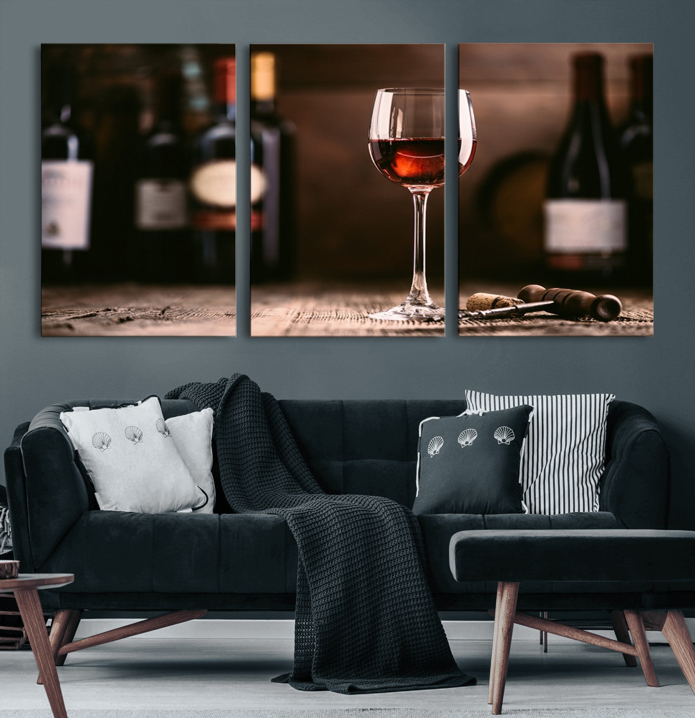 24711-MGV-CV-60X30-3P-Red Wine and Bottle Canvas Print