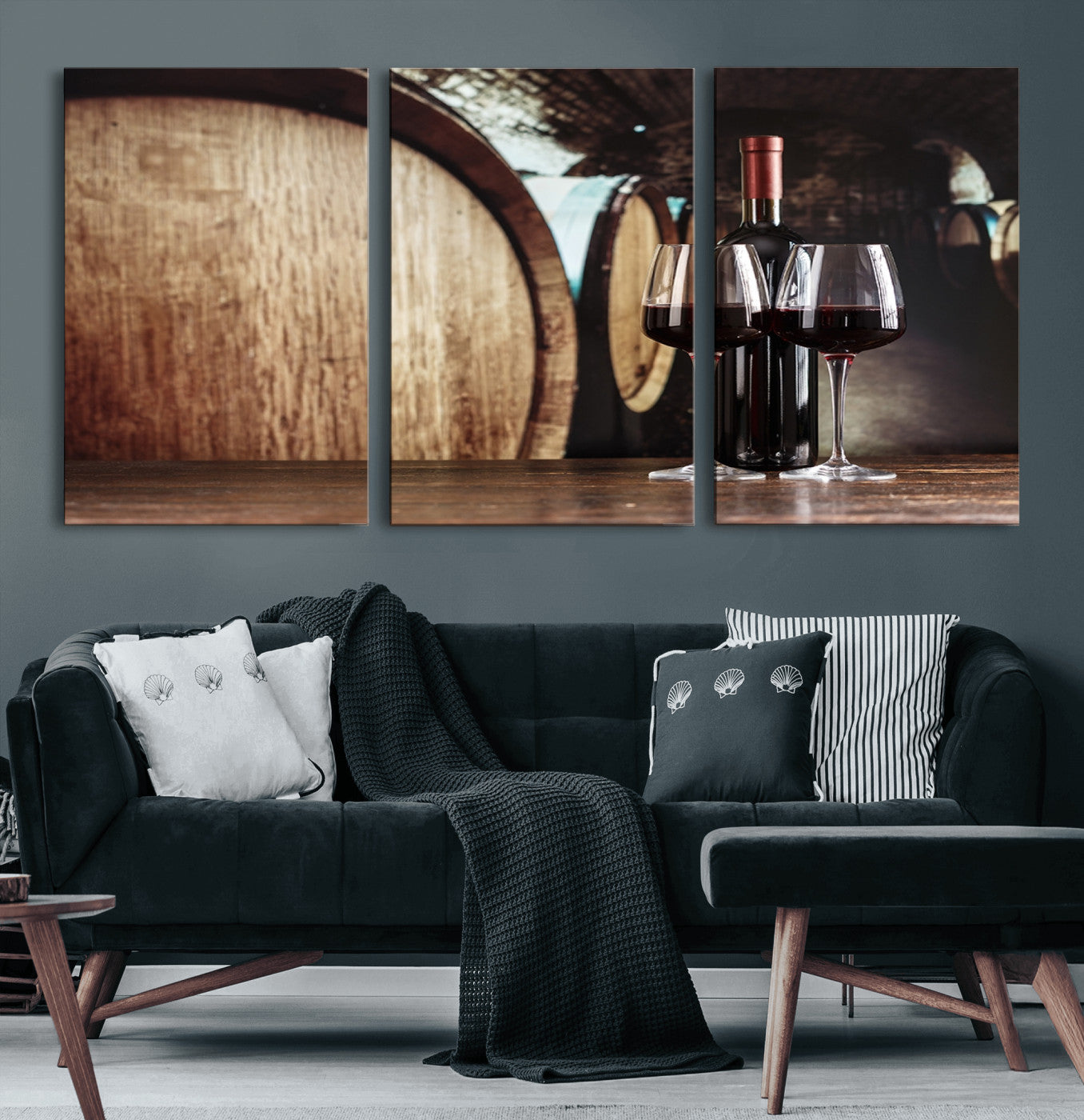 78874-MGV-CV-60X30-3P-Wine and Barrel Wall Art Canvas Print