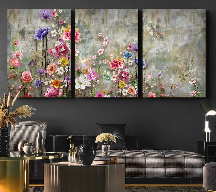 The Cozy Flowers Painting on Canvas features UV protection to ensure lasting vibrancy.