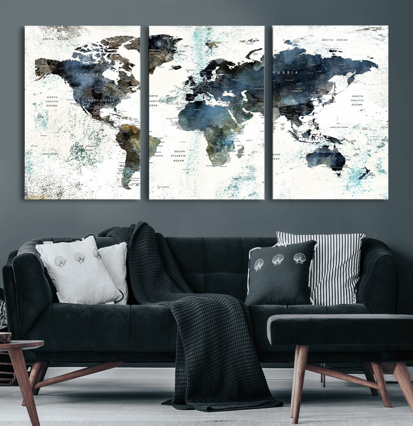 75398-MGV-CV-60X30-3P-Push Pin World Map Canvas Print – Travel Tracker Wall Art for Couples, Perfect Anniversary Gift for Home or Office Decor