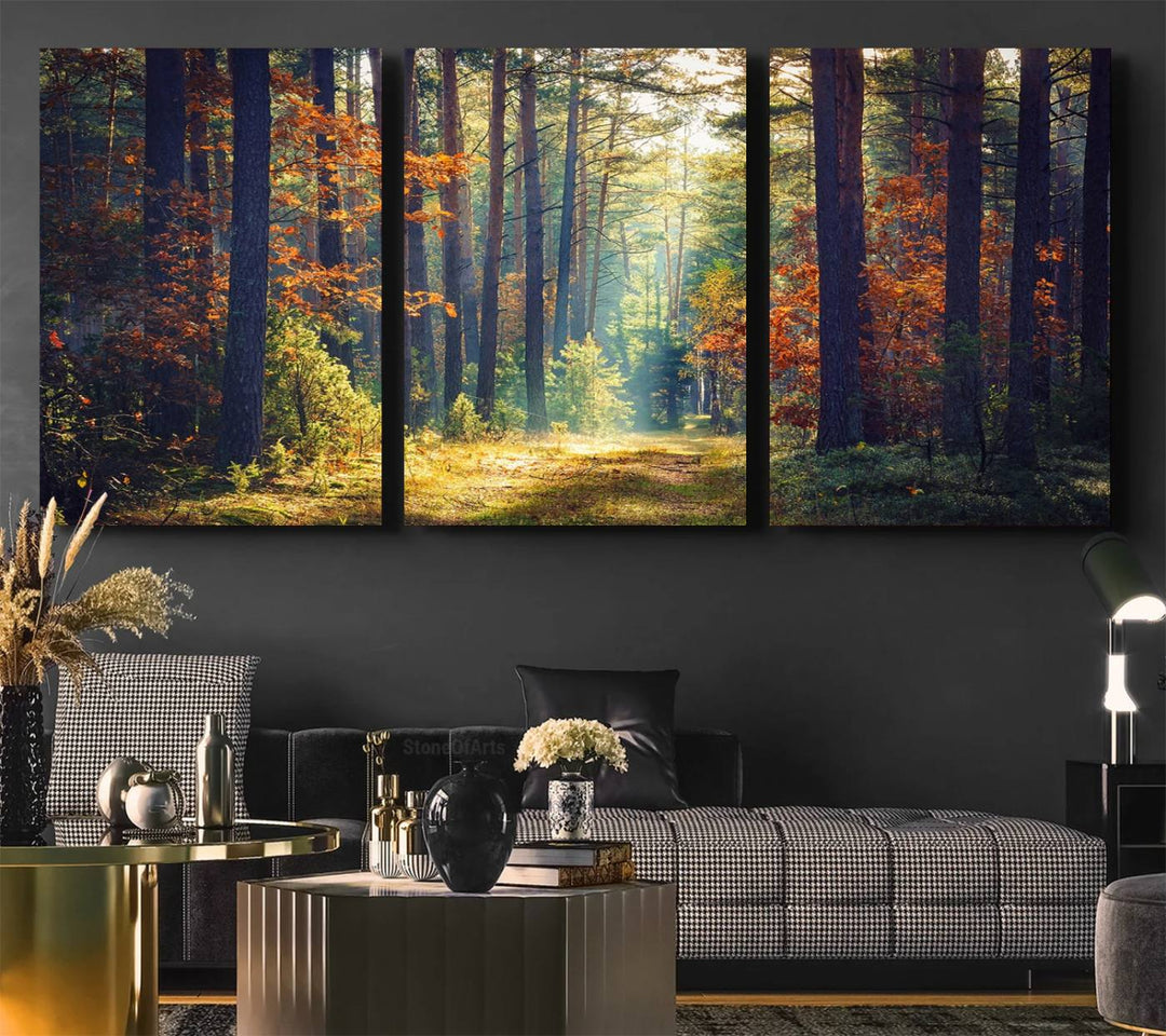 The Dark Forest canvas wall art showcases a captivating forest landscape.