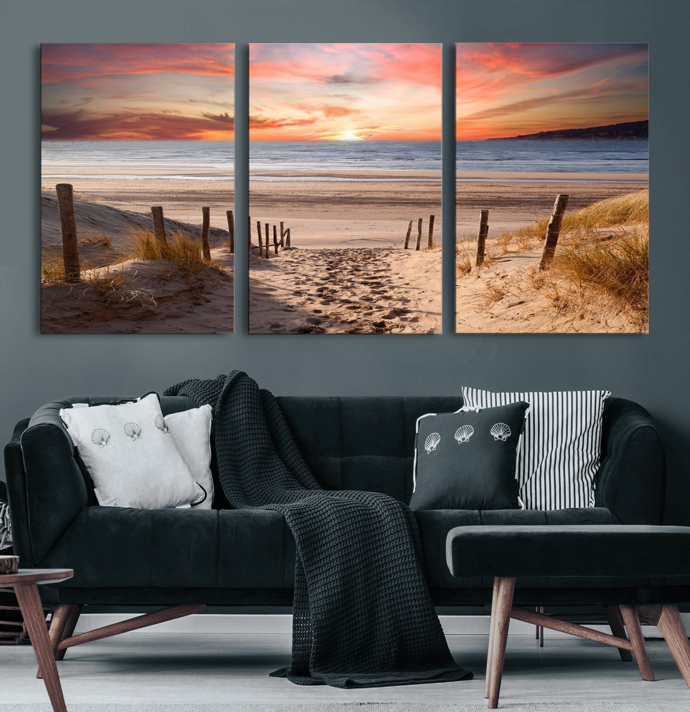 78111-MGV-CV-60X30-3P-Sunset on the Sea Wall Art Canvas Print