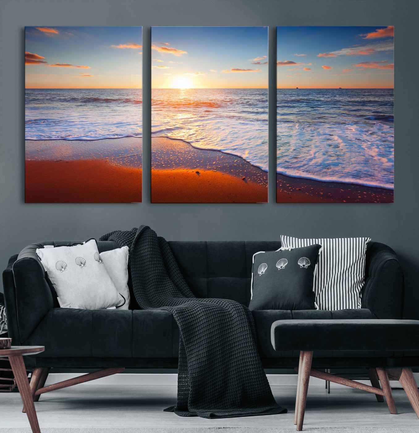 96736-MGV-CV-36X24-Tropical Ocean Sunset Wall Art Canvas Print, Golden Beach Horizon Coastal Island Decor for Home, Office