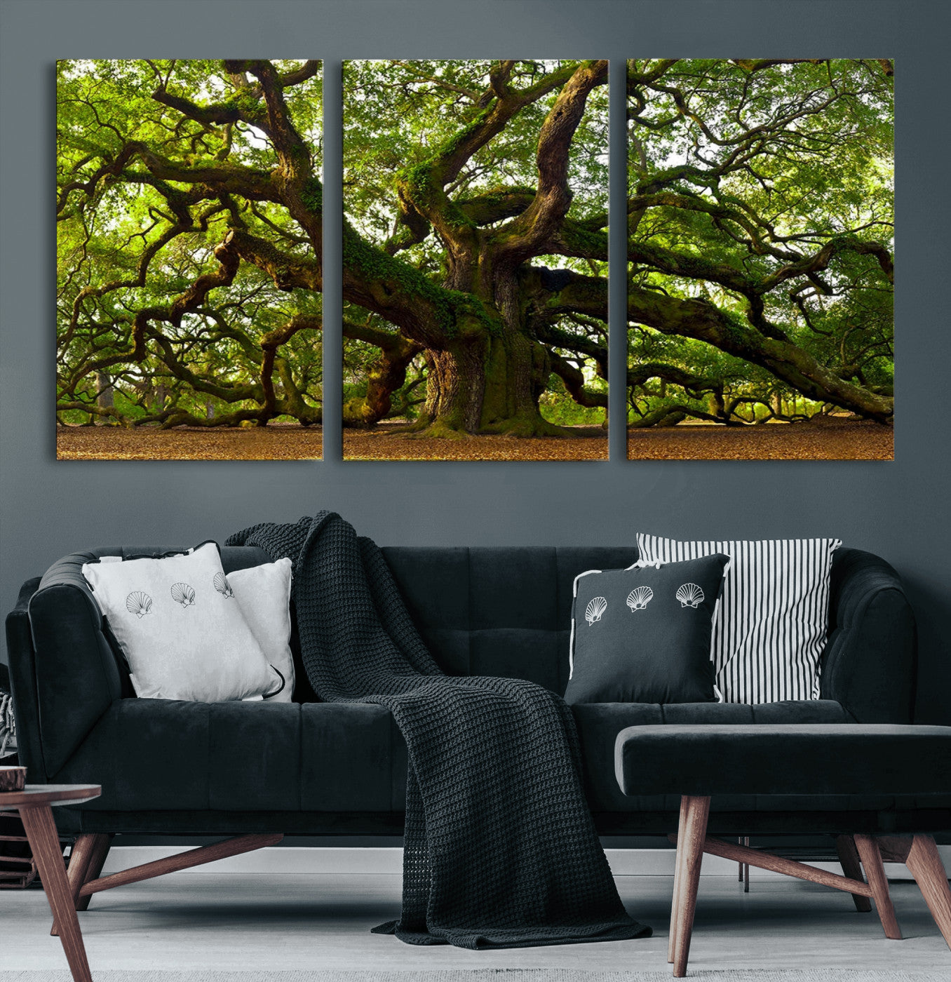 MGV-CV-60X30-3P - Angel Oak Tree Wall Art Canvas Print | Forest Tree Nature Photography Print on Canvas | Large