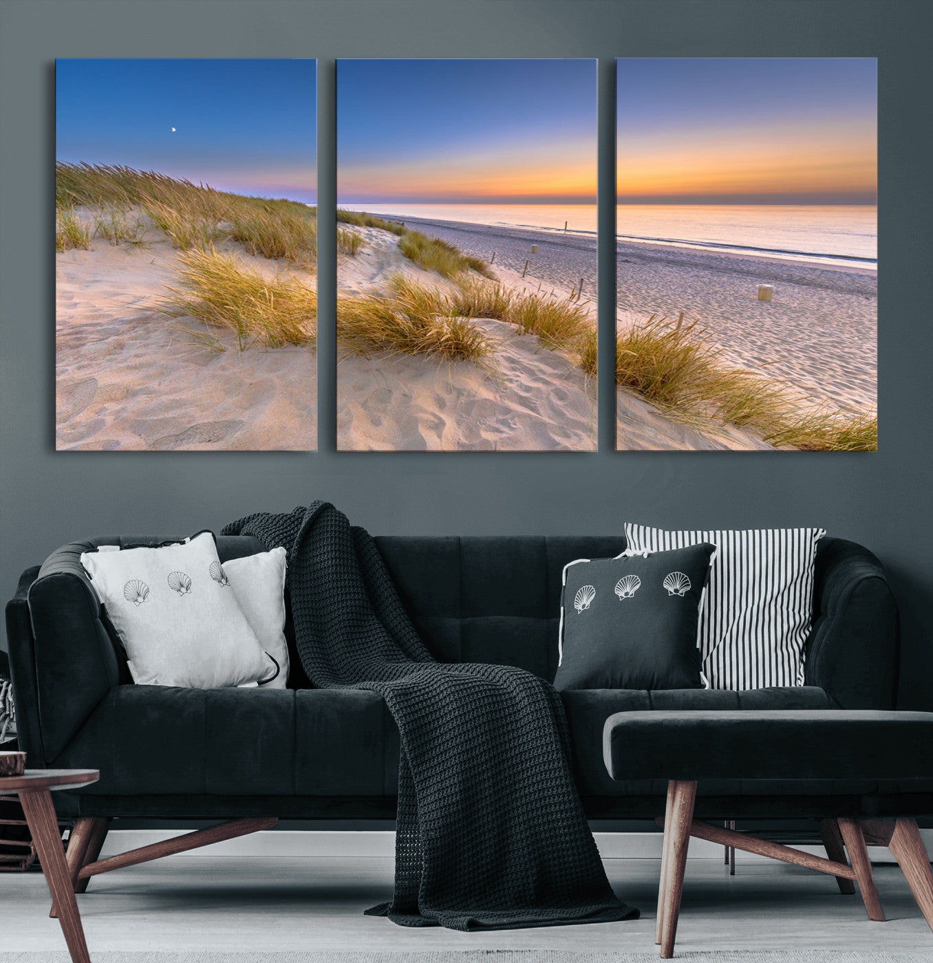 79397-MGV-CV-60X30-3P-Sunrise On The Beach Wall Art Canvas Print