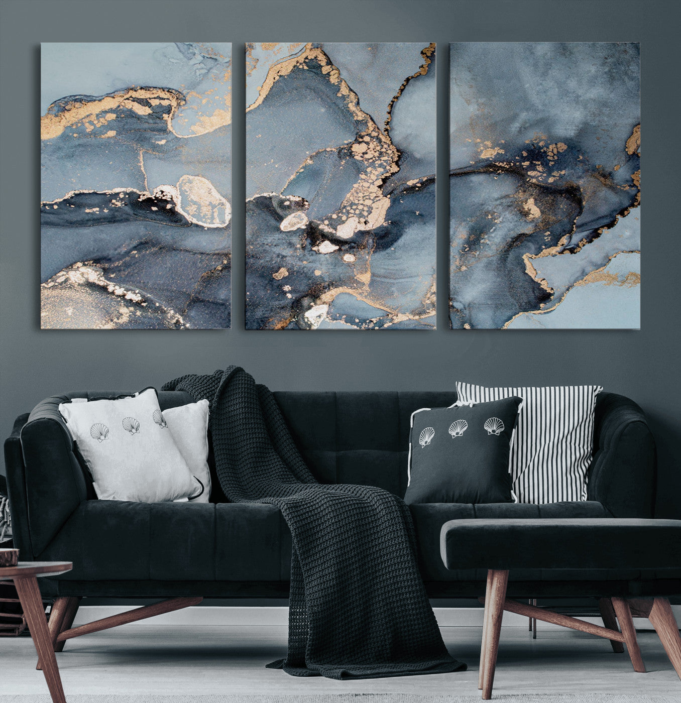 17119-MGV-CV-60X30-3P-Multipanel Marble Fluid Effect Wall Art Abstract Canvas Wall Art Print