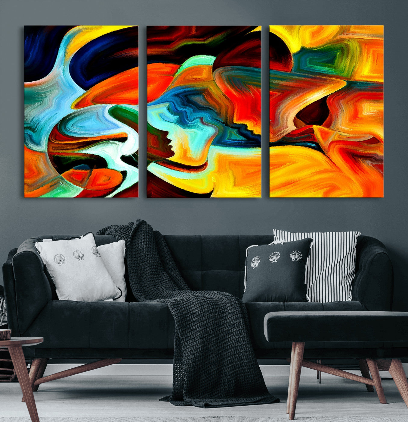 70242-MGV-CV-60X30-3P-Human Love Figures Abstract Wall Art Canvas Print