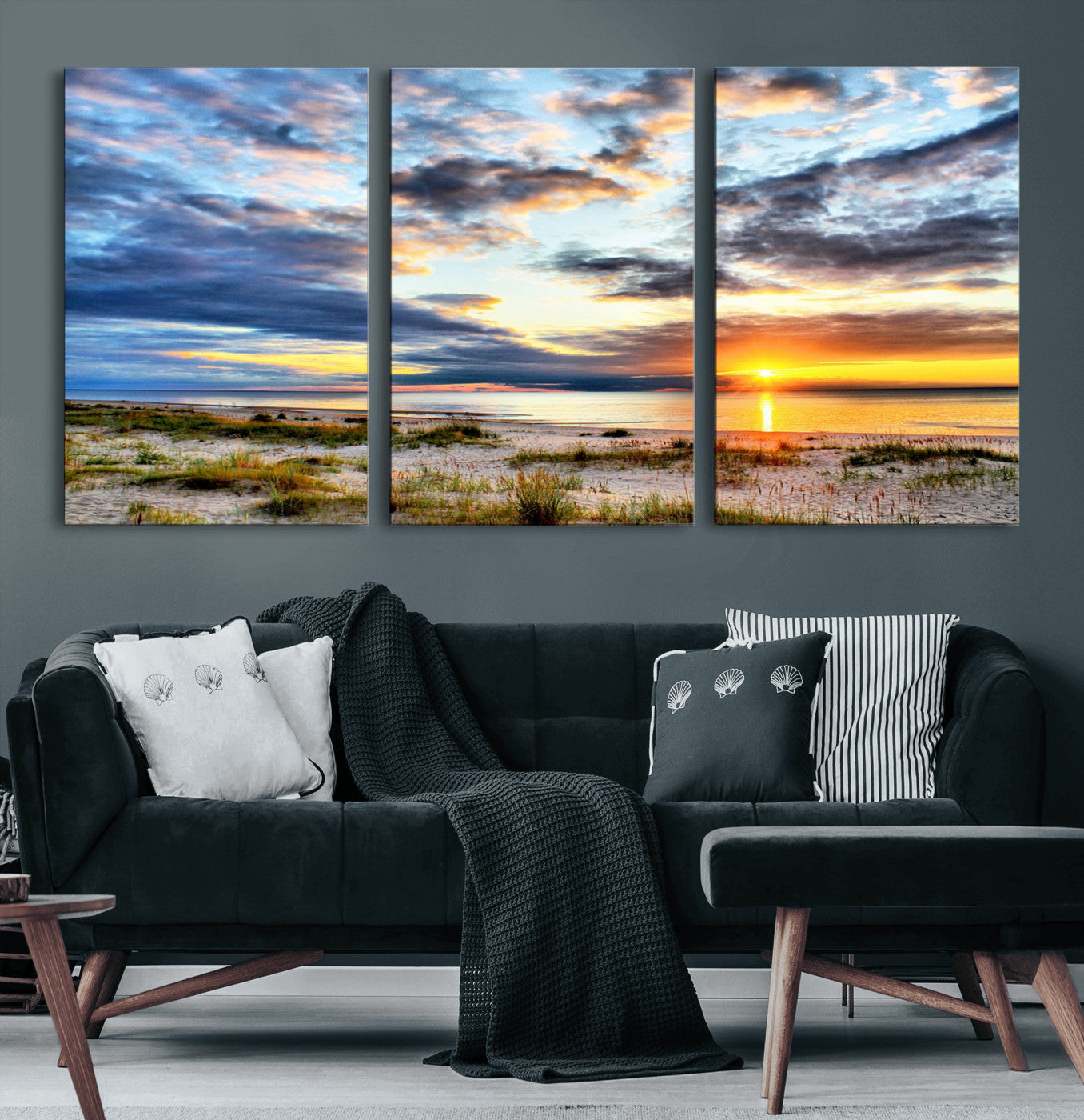 MGV-CV-60X30-3P - Sunset On The Ocean Wall Art Canvas Print