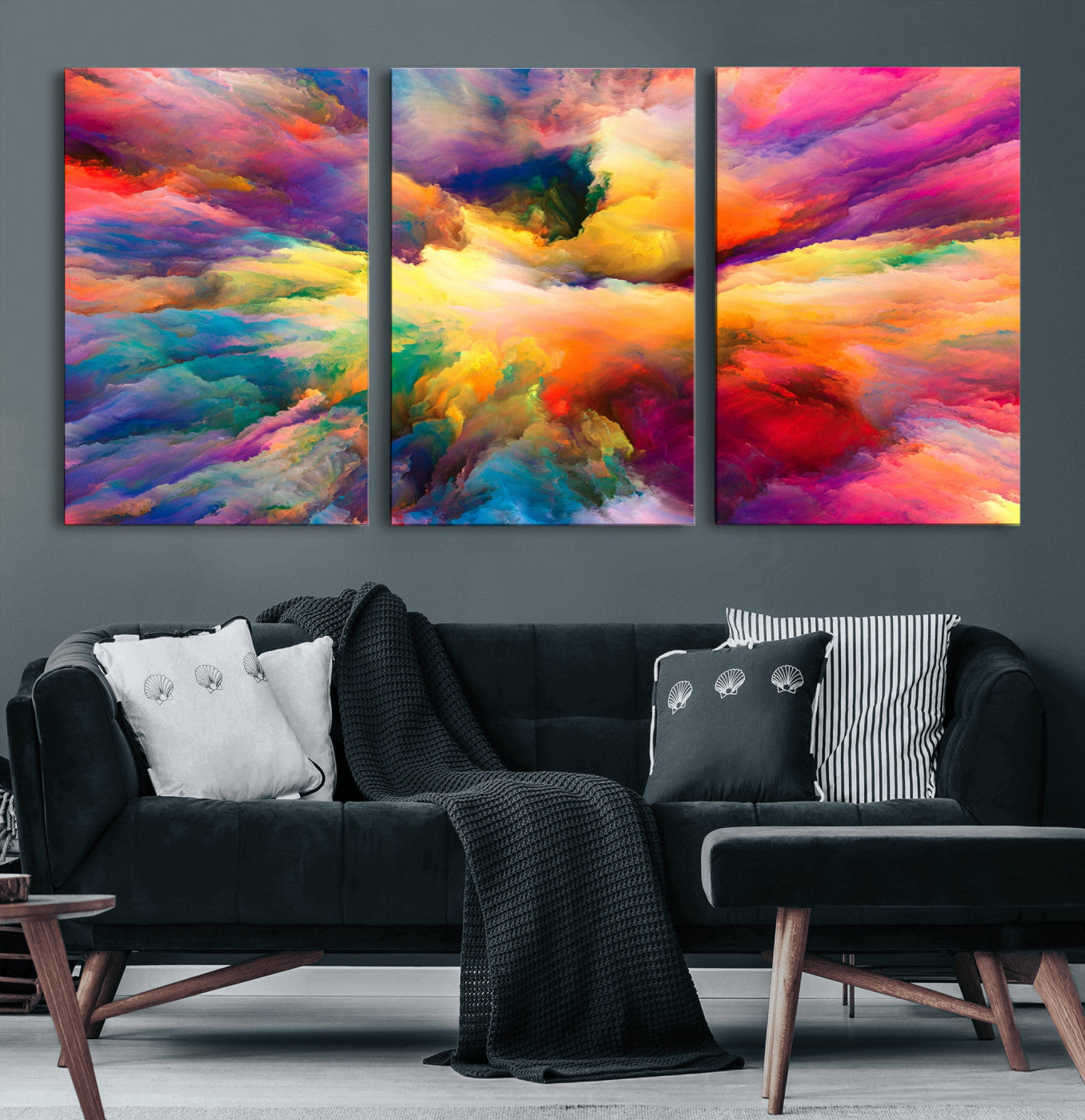 61038-MGV-CV-60X30-3P-Blazing Vibrant Colors Cloud Wall Art Canvas Print