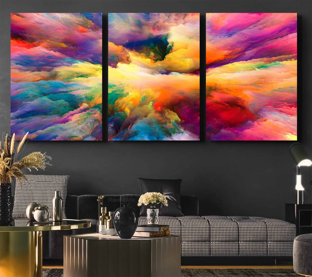 Blazing Vibrant Colors Cloud-like Wall Art Canvas Print adds flair to the space.