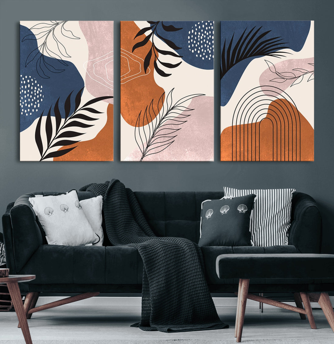 Colorful Boho Wall Art Canvas Print Set | Mid-Century Bohemian Wall Artwork