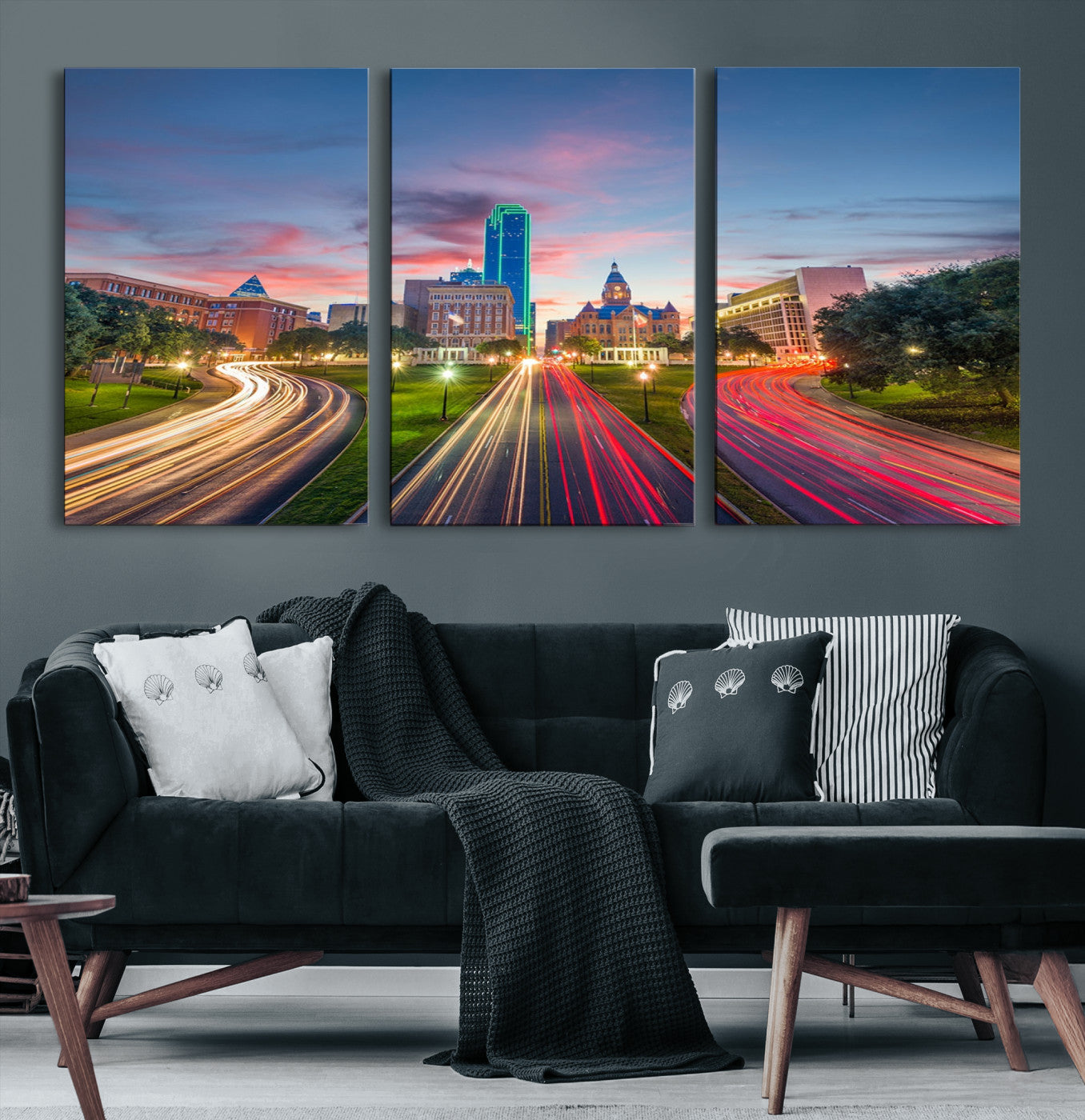 33960-MGV-CV-36X24-Dallas City Lights Large Wall Art Dallas Cityscape Canvas Print Framed Living Room Decor