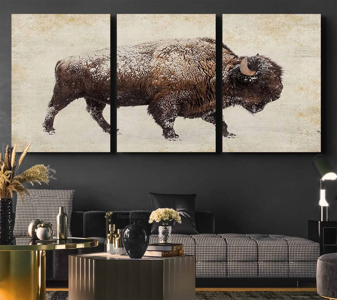 Buffalo Wall Art above a sideboard.